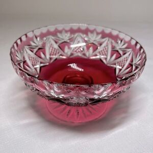 Nachtmann Lead Crystal Bowl Footed Overcatch Glass Candy Jewelry Vintage